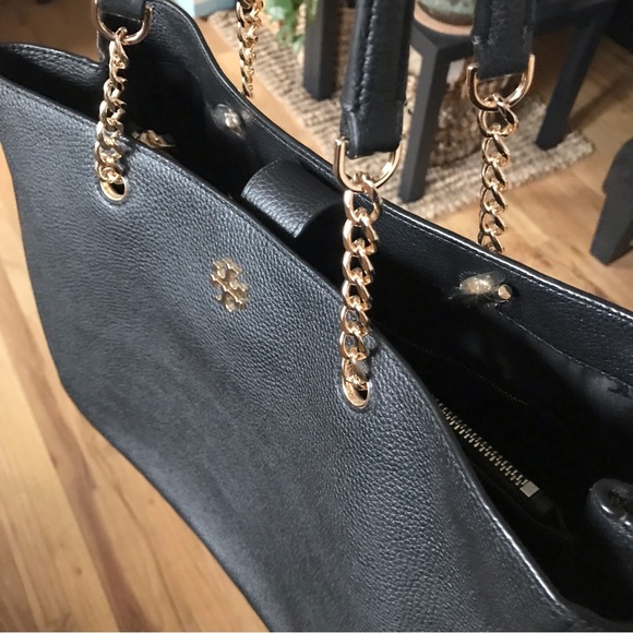Tory Burch Black Leather Carter Tote - Picture 3 of 7